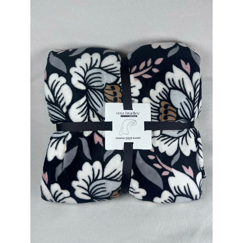 Vera Bradley Essential Throw Blanket Lotus Neutral 50"x80" Cozy Warm Blanket